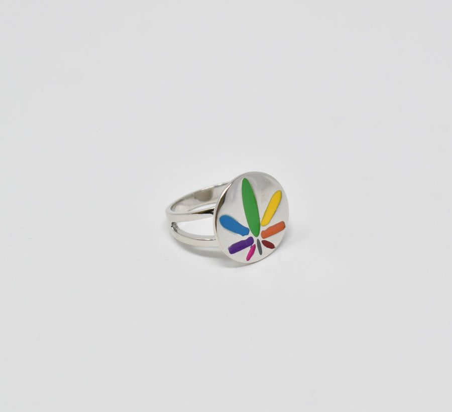 Sterling Silver Multi Color Deck Leaf Ring - SK8420